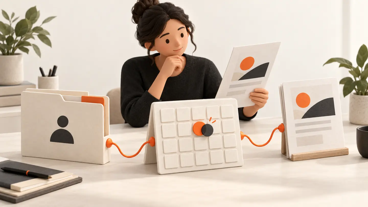 Shared customer context, resource availability and reviewed service information shown as connected parts of the customer journey.