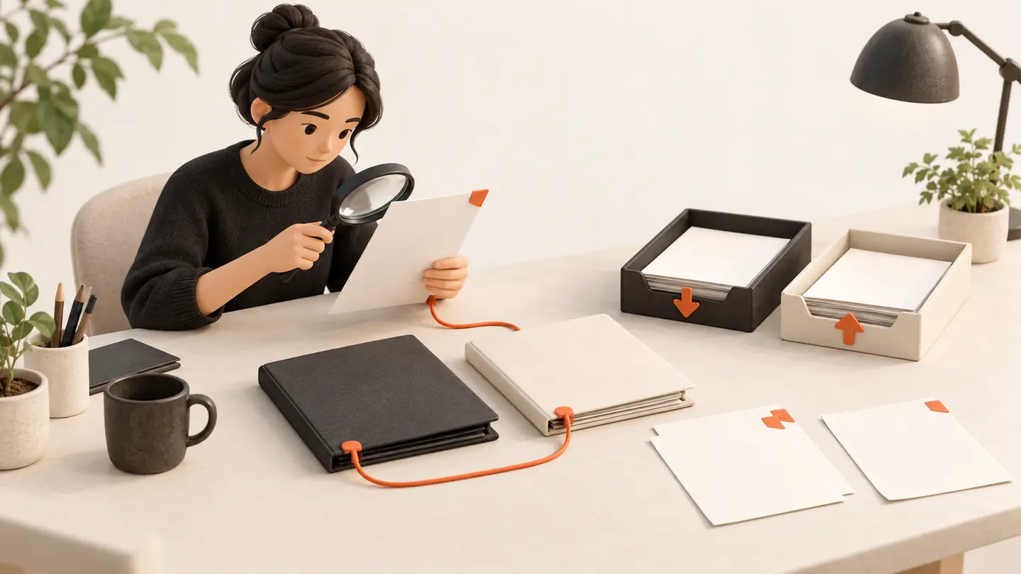 Separate report folders remain connected to their source sheets, with checking trays for records needing review.